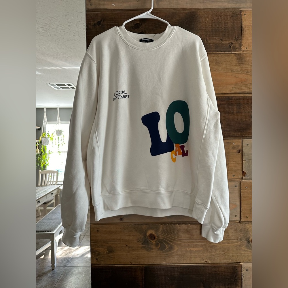 Madhappy Local Optimist oversized crew sweatshirt tofu color size L